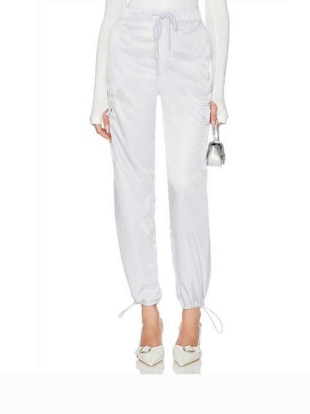 Pistola Jade Cargo Pants Lilac Mist Drawstring Ankle Wide Leg Size Medium NWOT